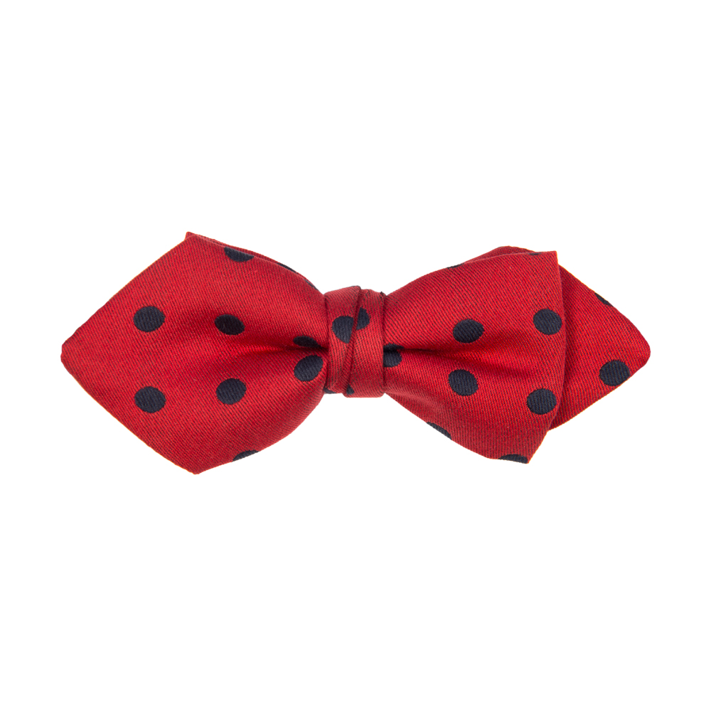 Red Bowtie W/ Navy Polka Dots