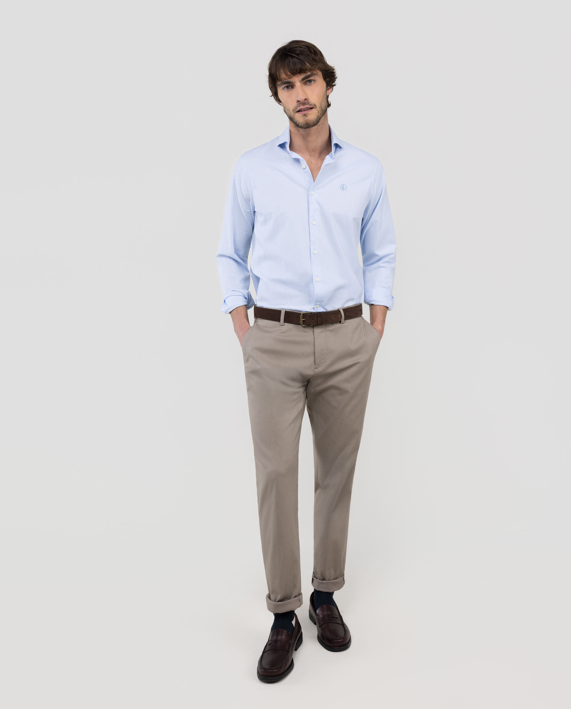 Pantalon structuré délavé taupe