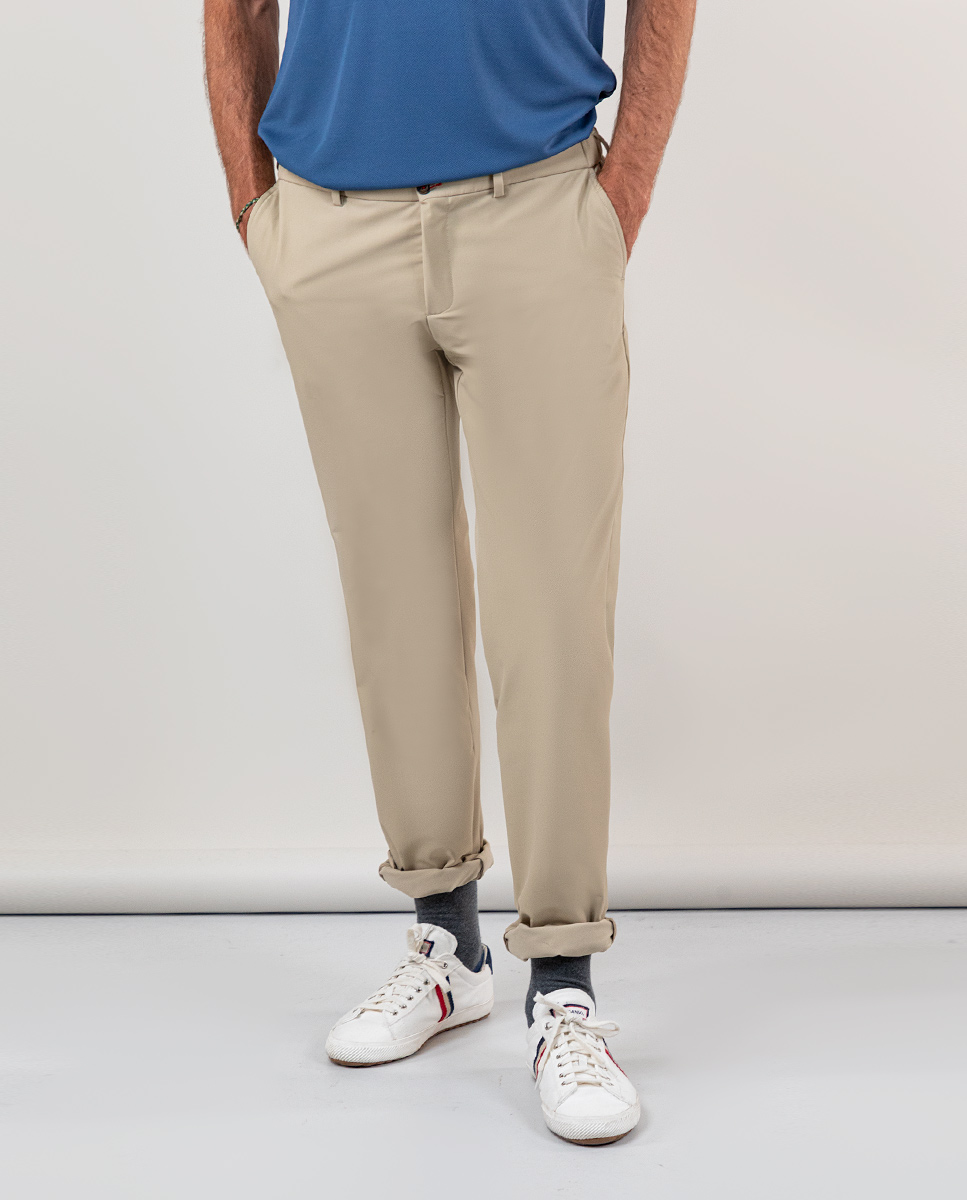 Beige Stain-Resistant Trousers