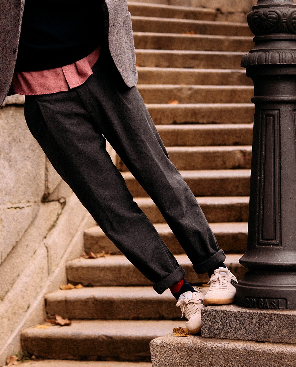 Pantalón Franela Pinzas Gris