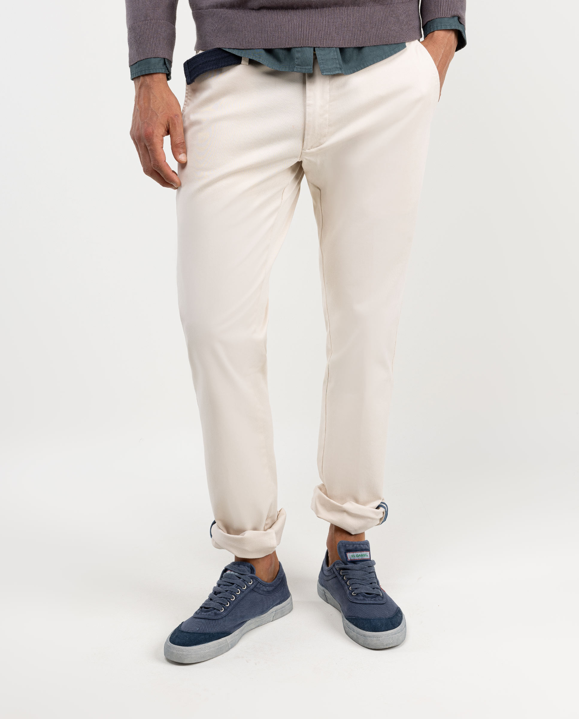 Cream Slim Fit  Chinos