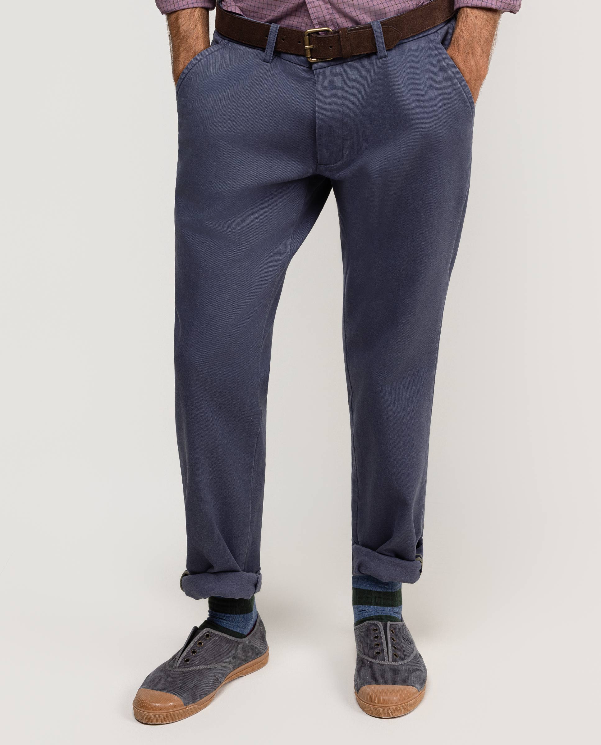 Navy Regular Fit Winter Chinos