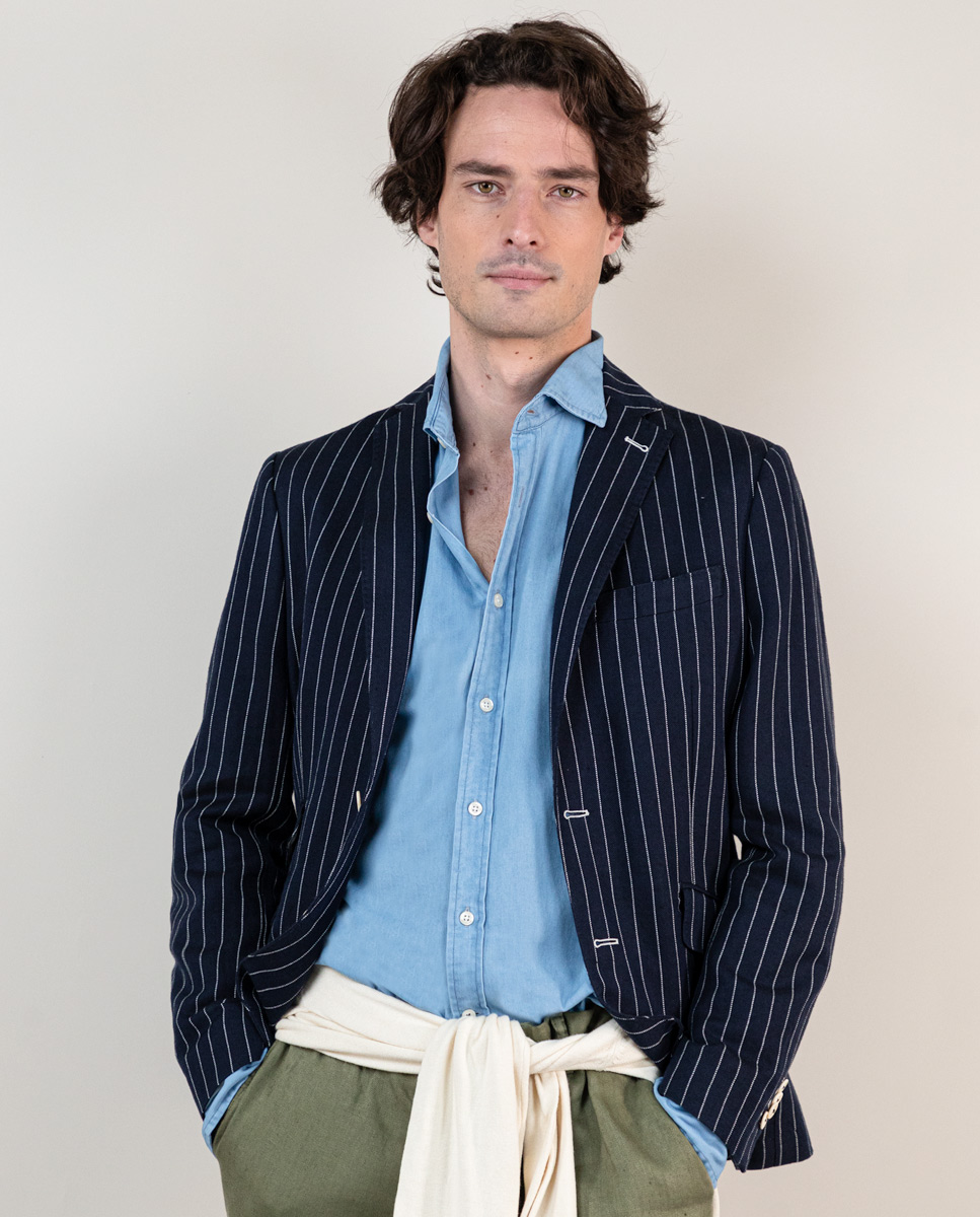 Navy Pinstripe Blazer