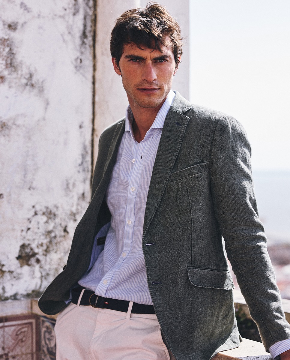 Americana Lino Lavado Verde