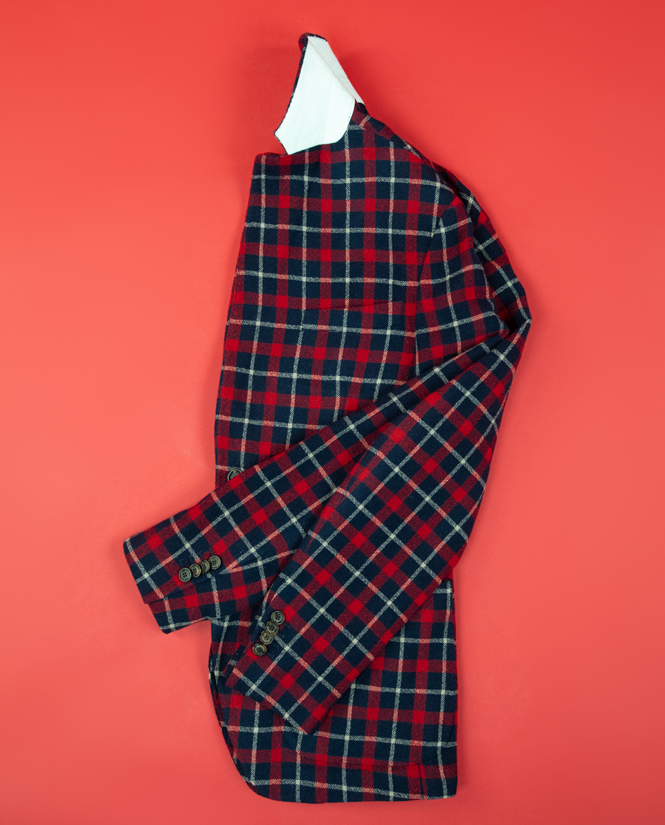 Jackett Tartan Klein Marineblau Rot