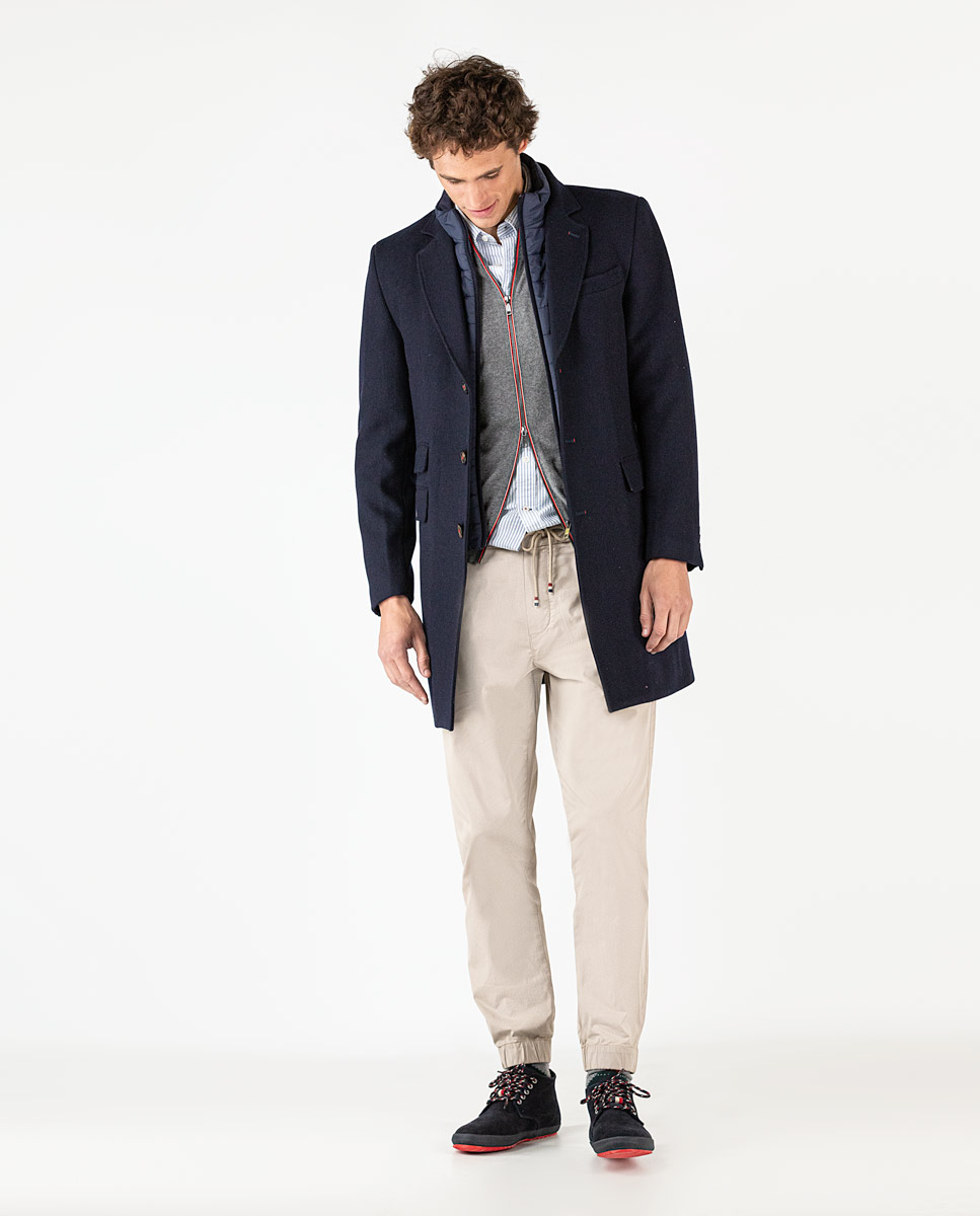 Manteau Drap De Laine Basique Marine