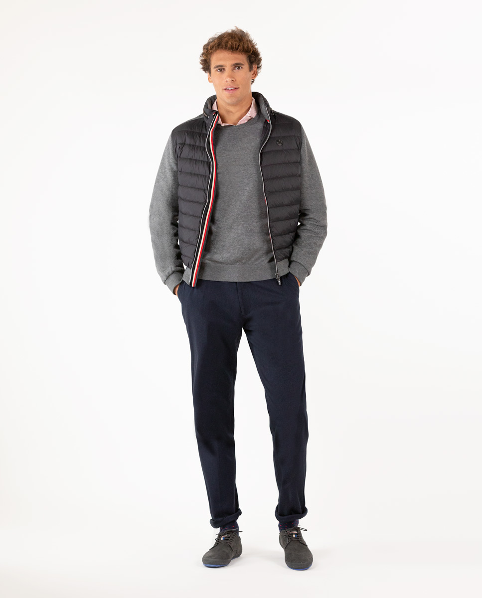 Blouson Duvet Manches Laine Noir