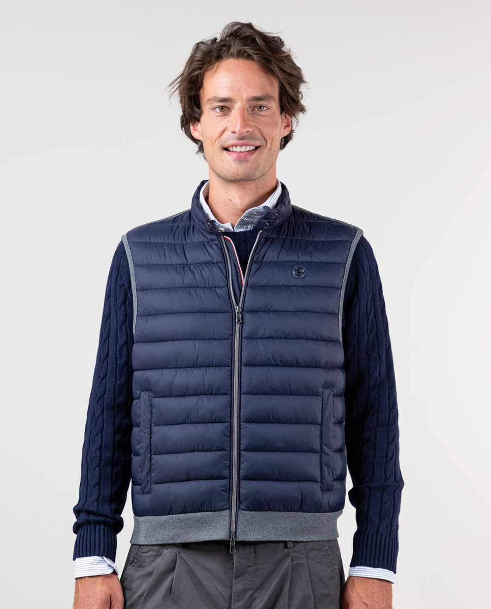 Weste Gesteppt Rücken Strickmaterial Marineblau