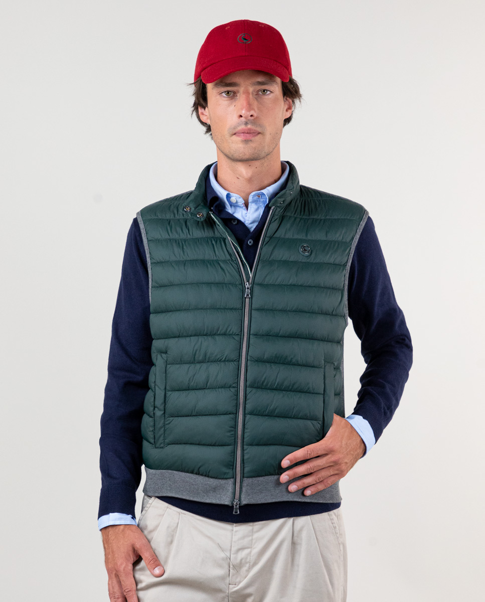 Weste Gesteppt Rücken Strickmaterial Grün