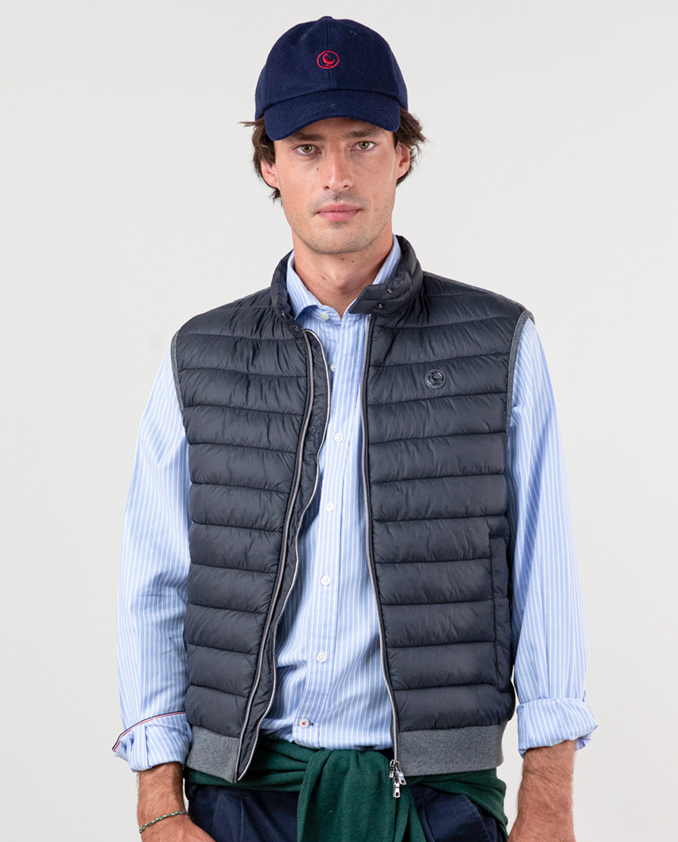 Weste Gesteppt Rücken Strickmaterial Grau