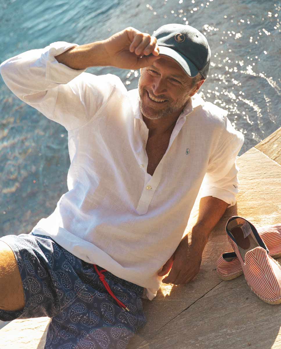 Camisa Polera lino Liso Blanco