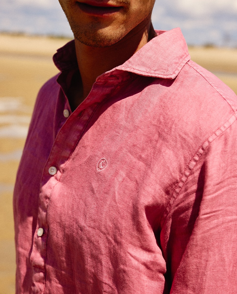 Camisa Polera Lino Borgoña