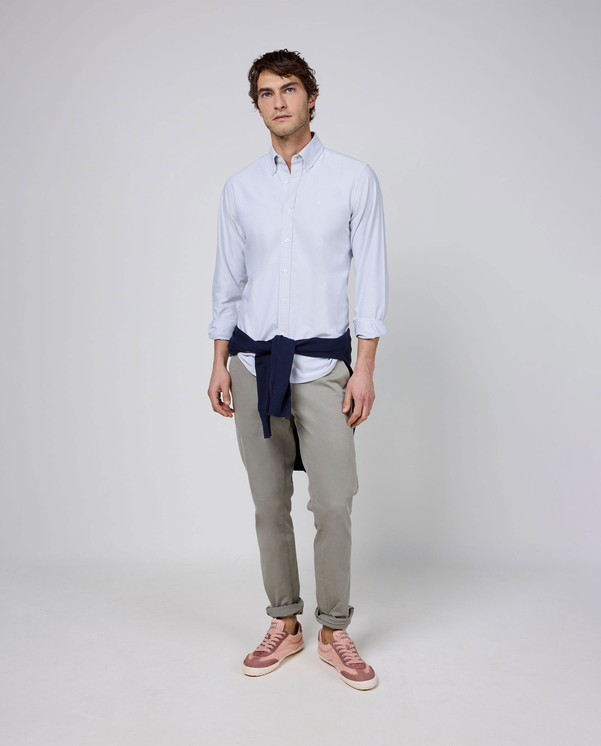 Camisa Oxford Liso Gris