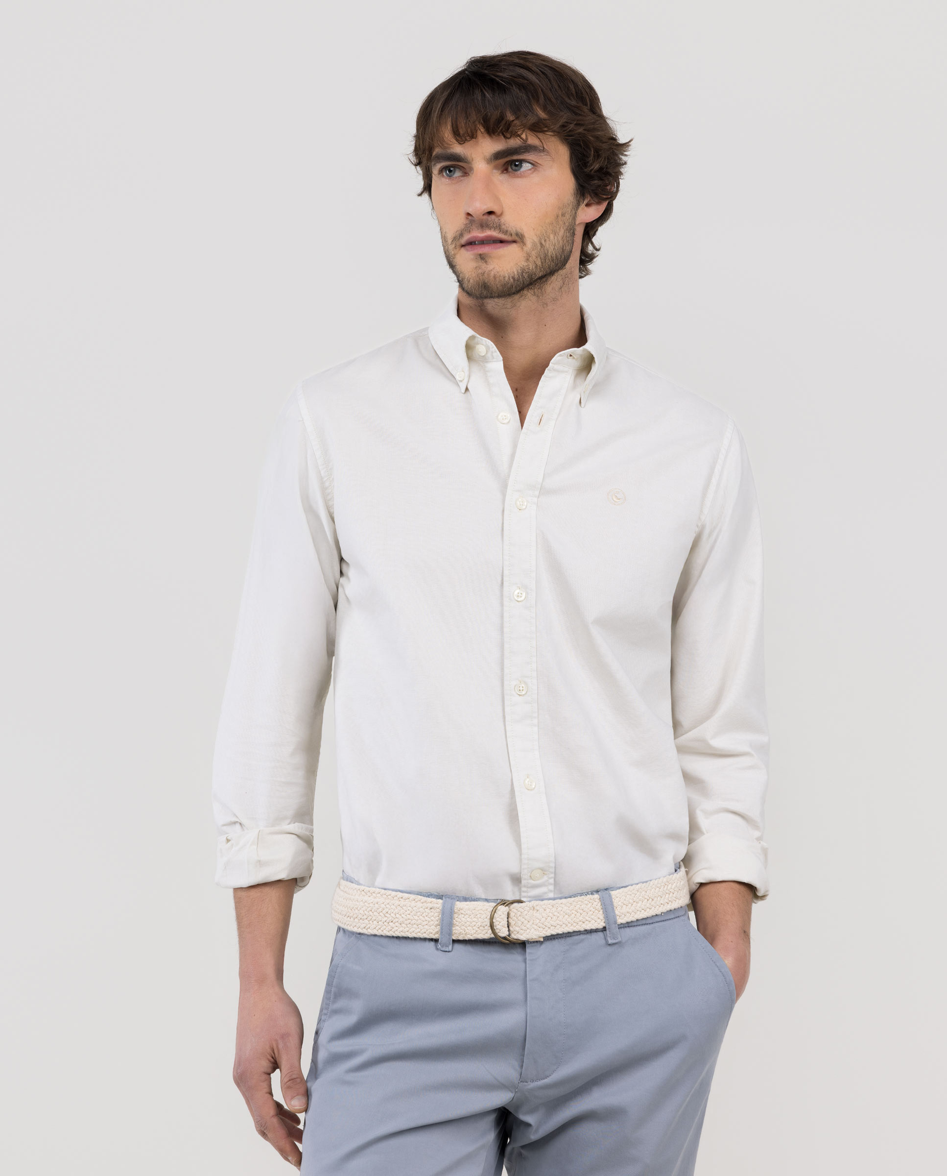 Camisa Algodón Garment Dyed Button Down Beige
