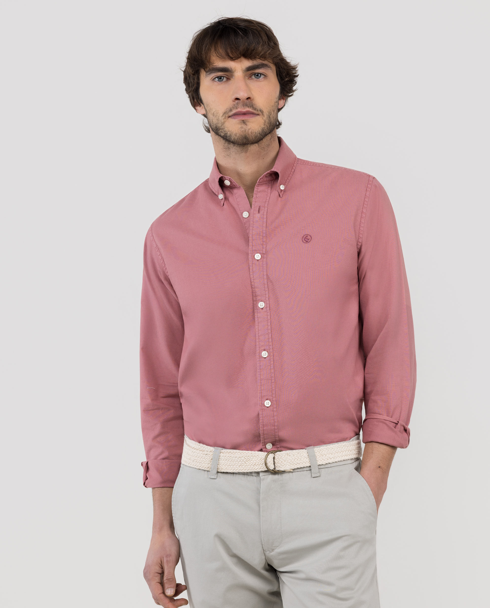 Camisa Algodón Garment Dyed Button Down Rosa