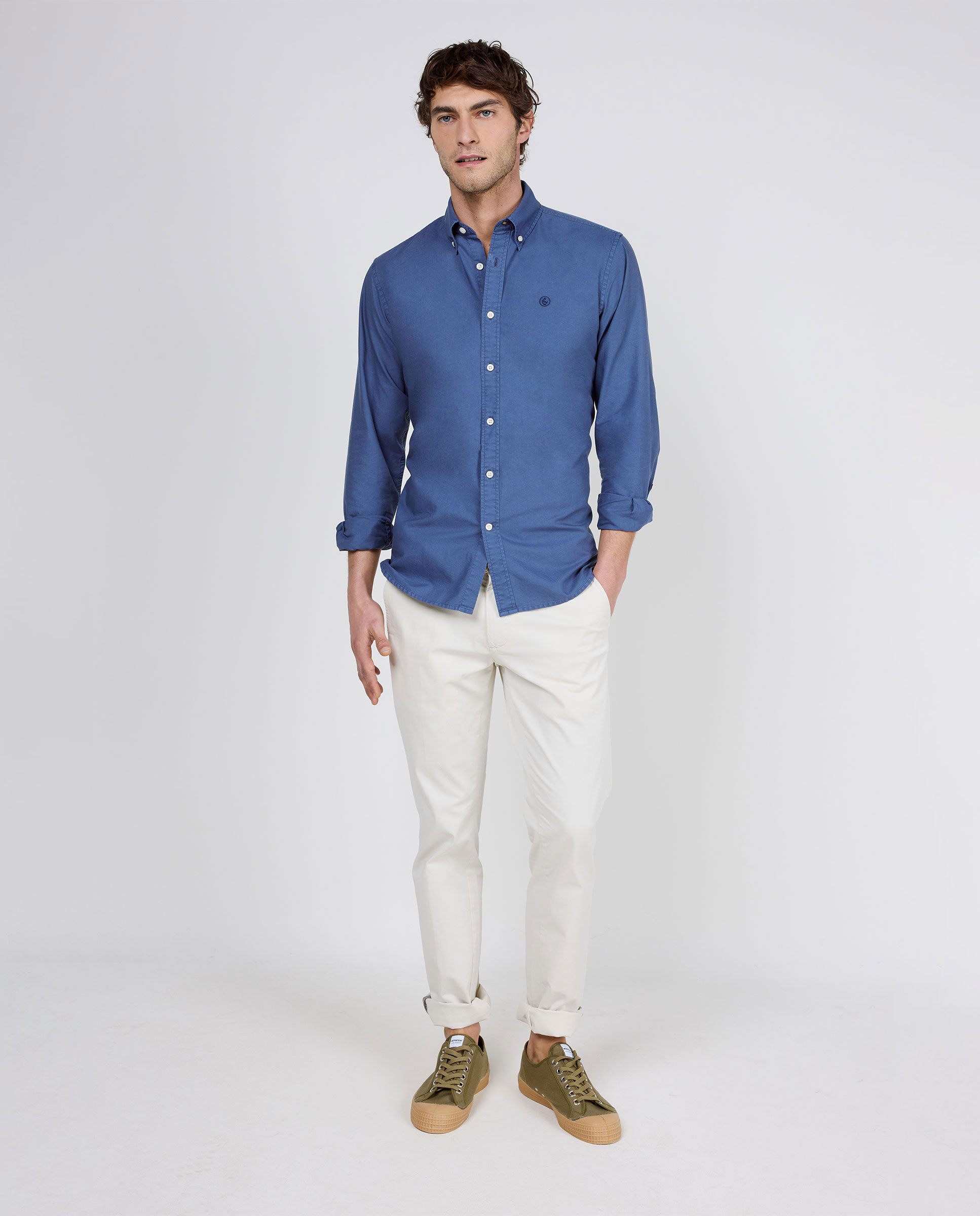 Camisa Algodón Garment Dyed Button Down Marino