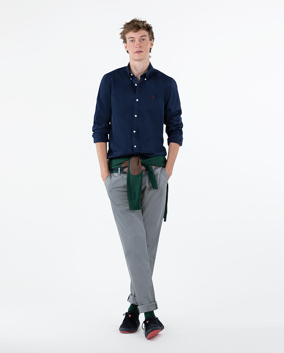 Garment Dyed Navy Twill Shirt