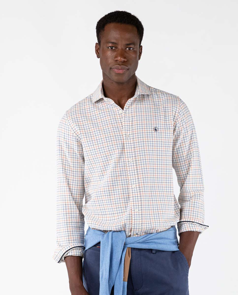 Blue Tattersall Check Flannel Shirt