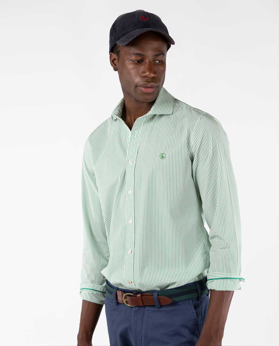 Green Butcher Stripe Poplin Shirt