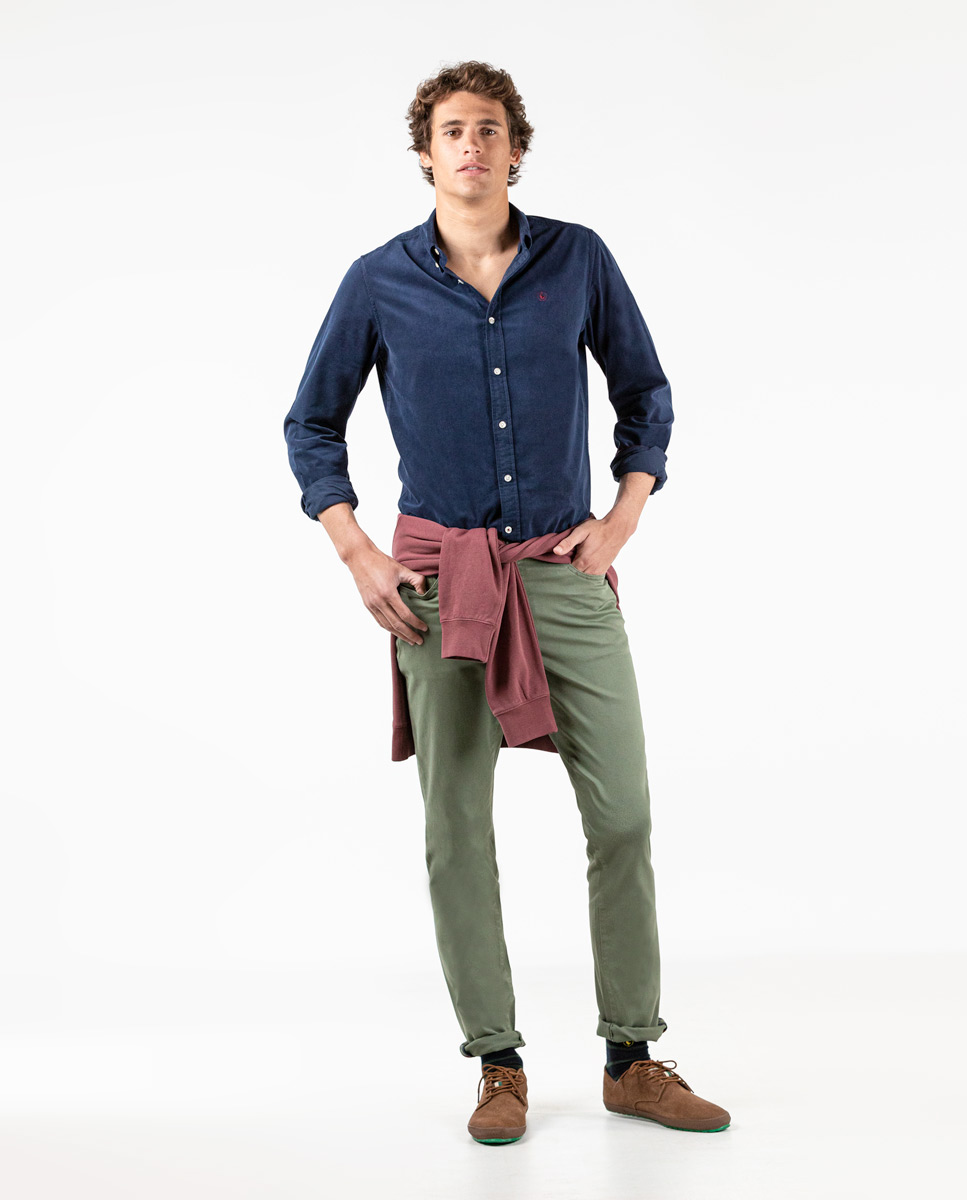 Garment Dyed Navy Cord Shirt