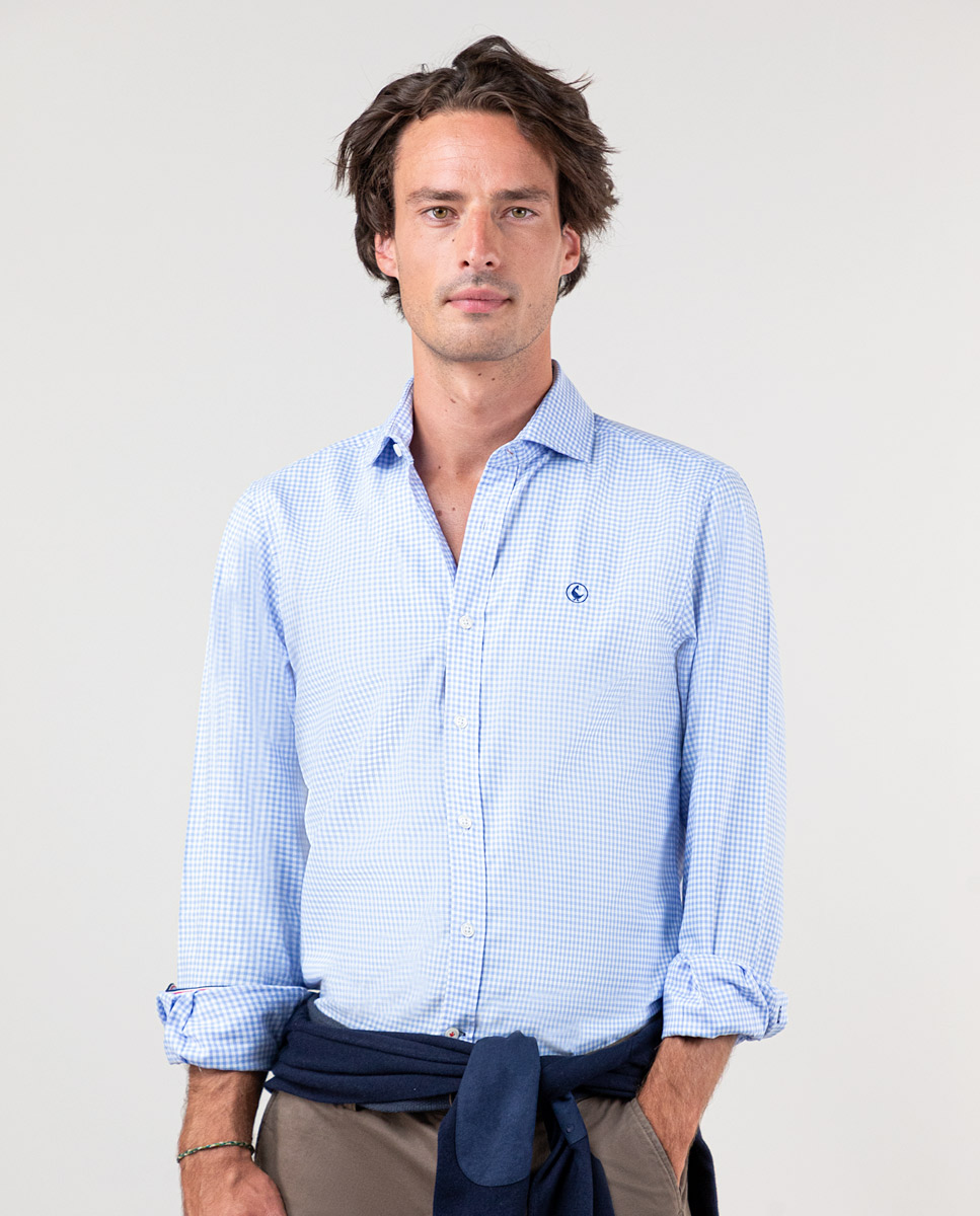 Chemise Carreau Vichy Bleu Ciel
