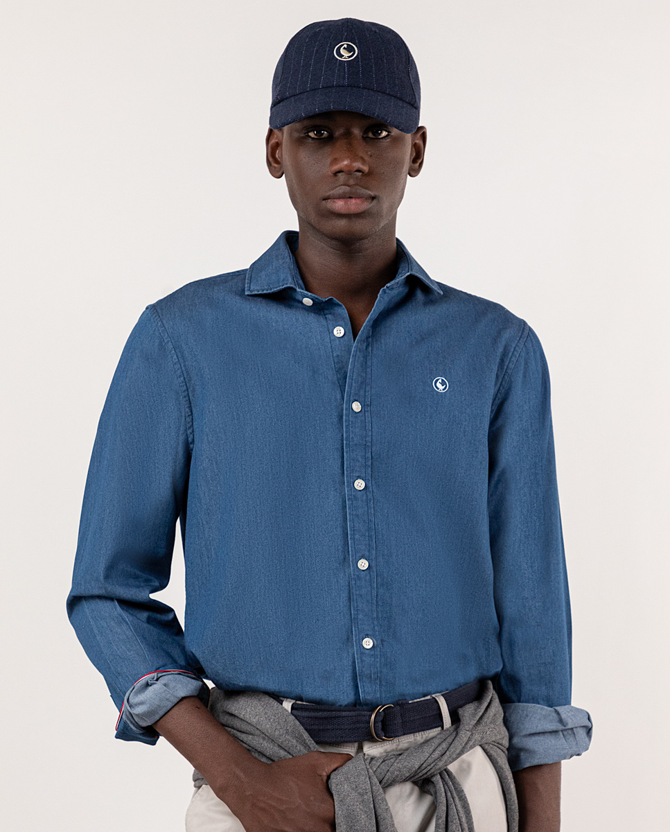 Chemise Teinte Sur Pièce Denim Indigo