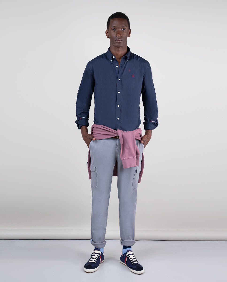 Camisa Algodón Garment Dyed Marino