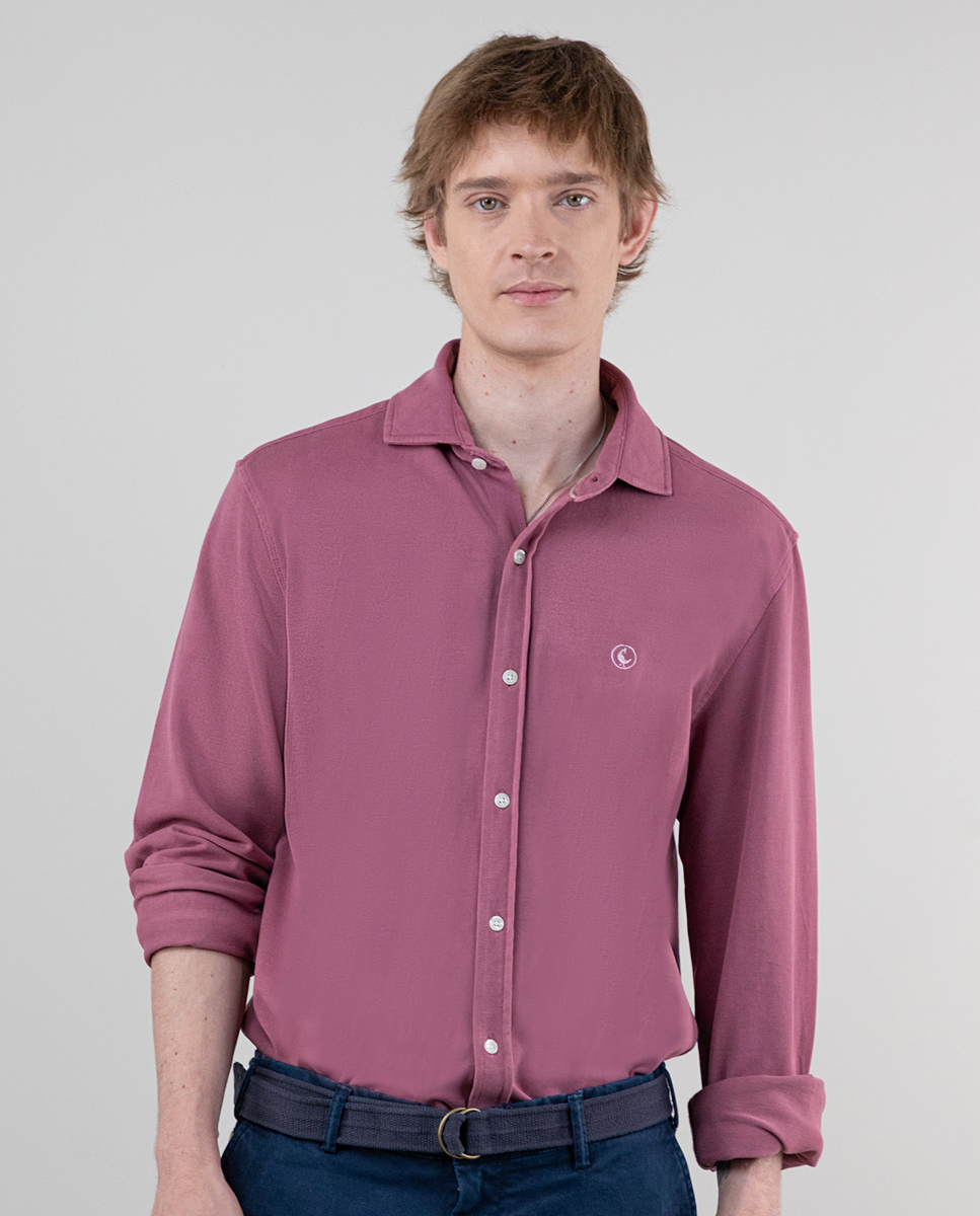 Hemd Struktur Garment Dyed Bordeaux