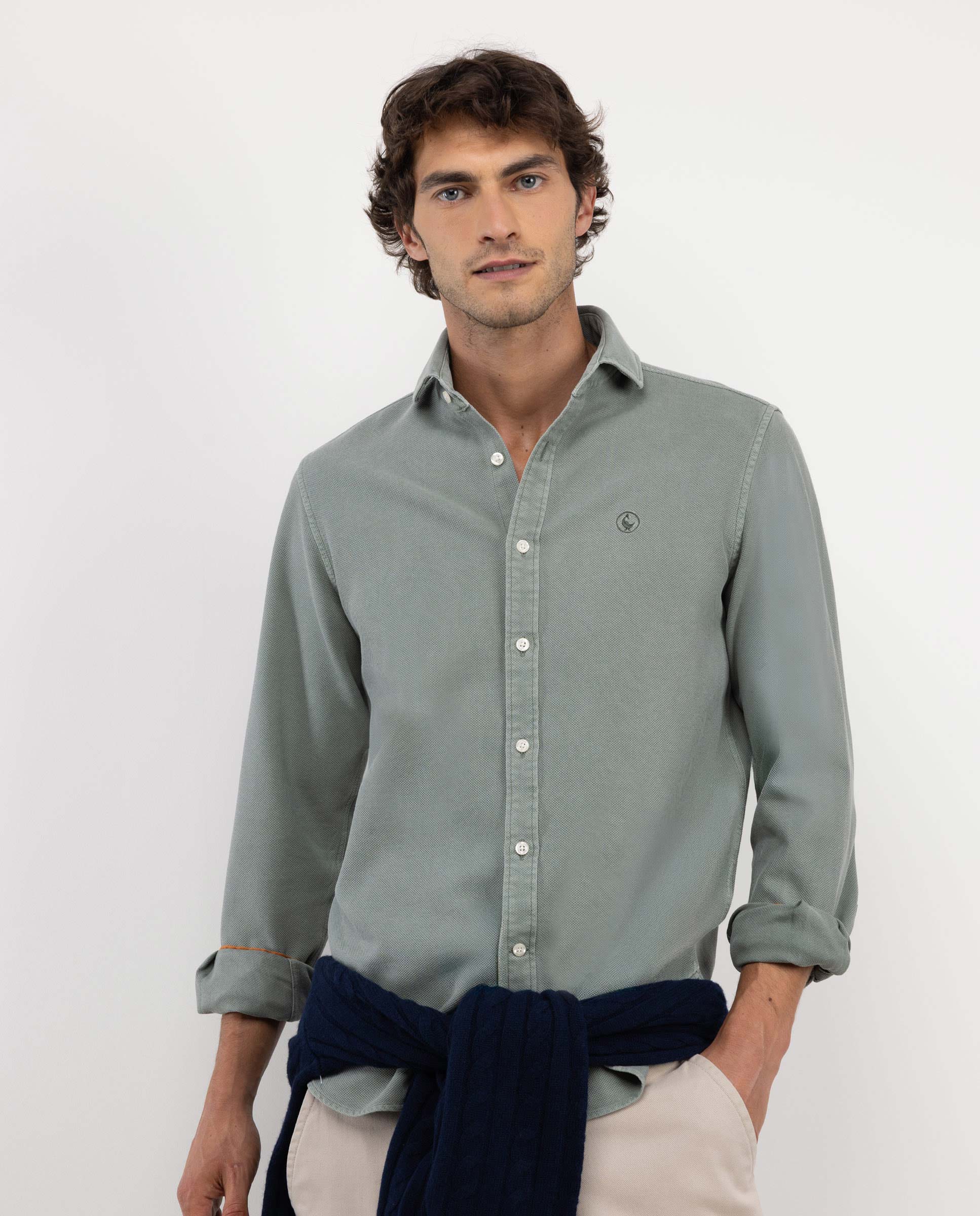 Camisa Estructura Algodón Verde