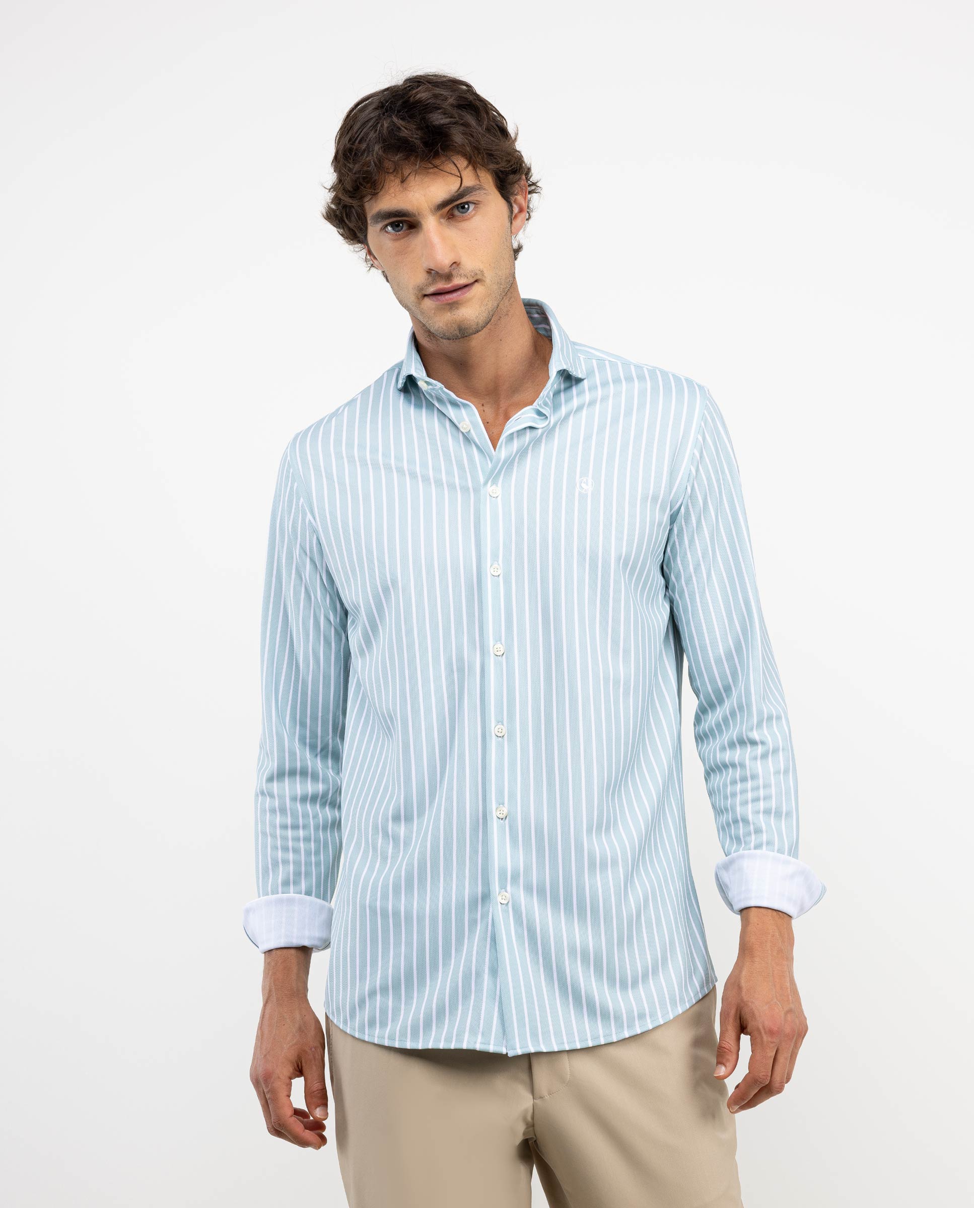 Green Butcher Stripe Sepiia Shirt