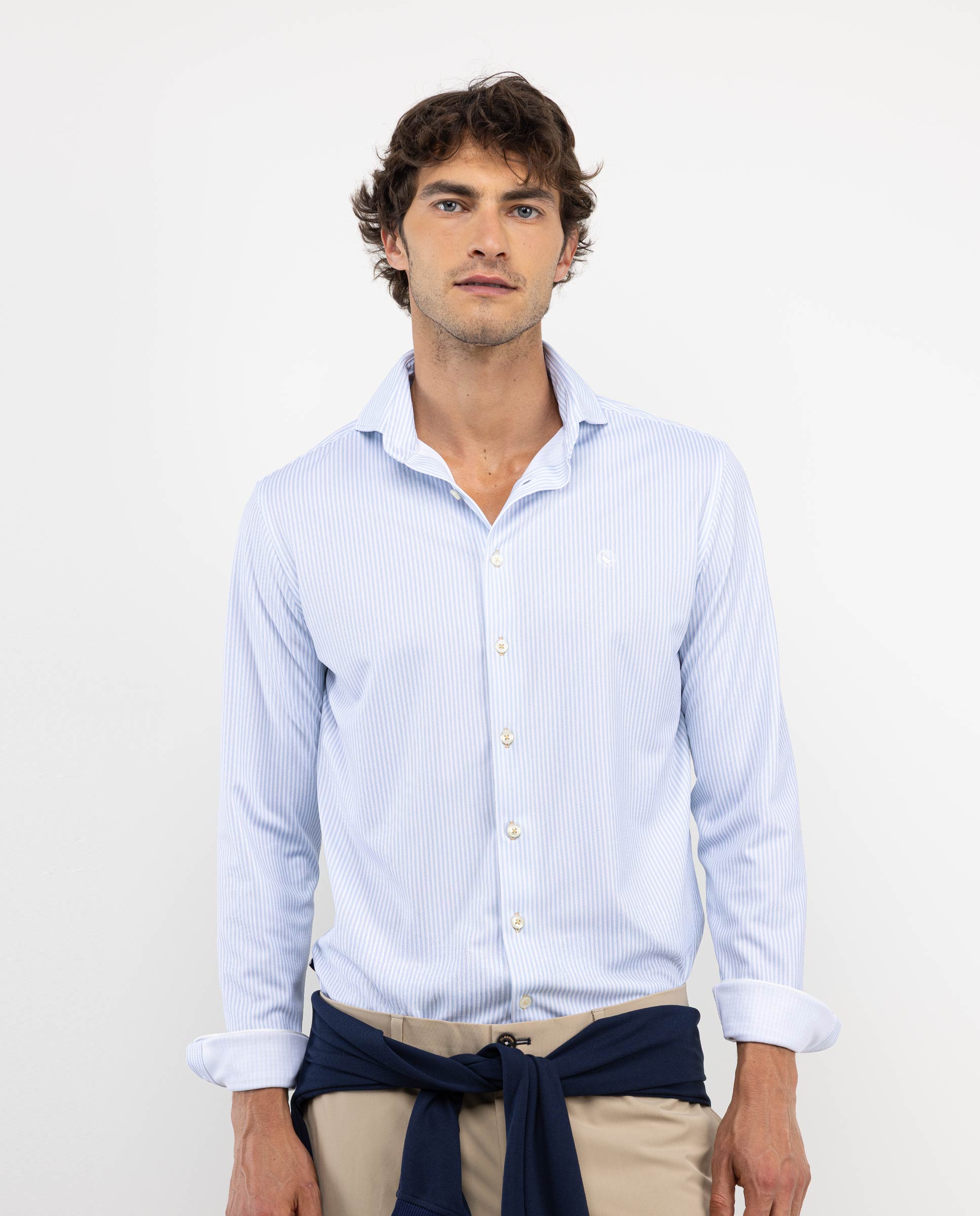 Blue Yale Stripe Sepiia Shirt