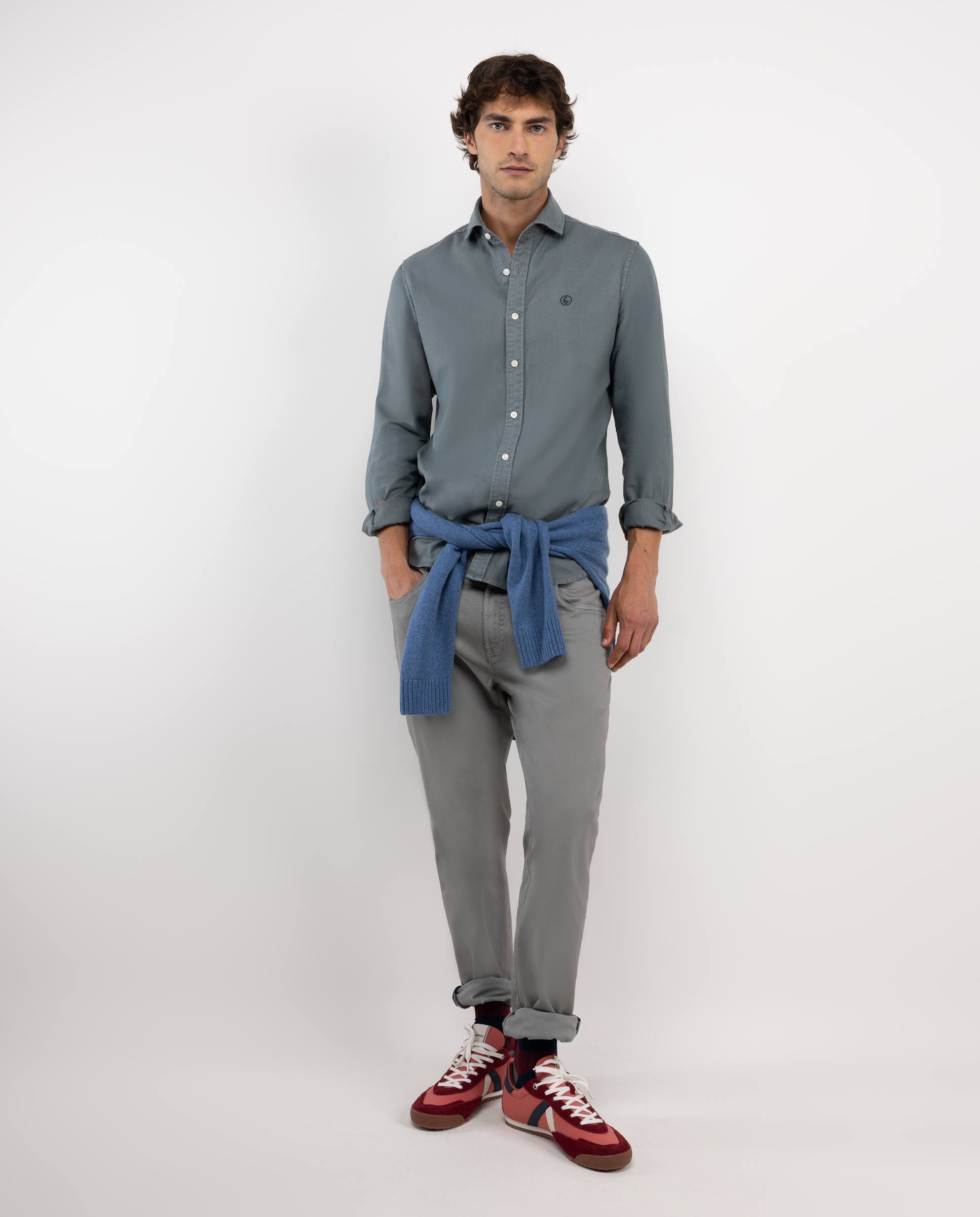 Camisa Algodón Lino Verde