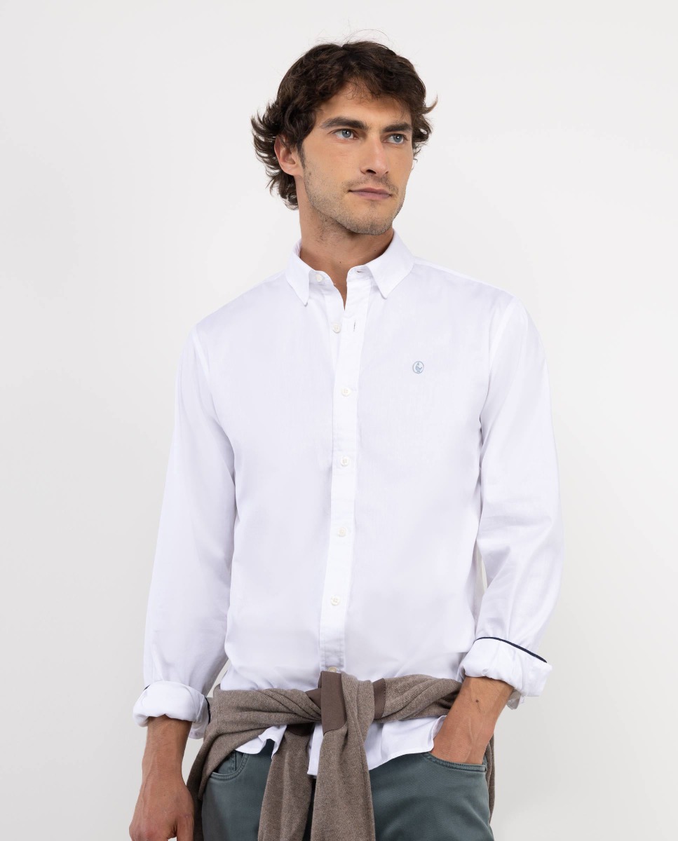 Camisa Algodón Lino Blanca