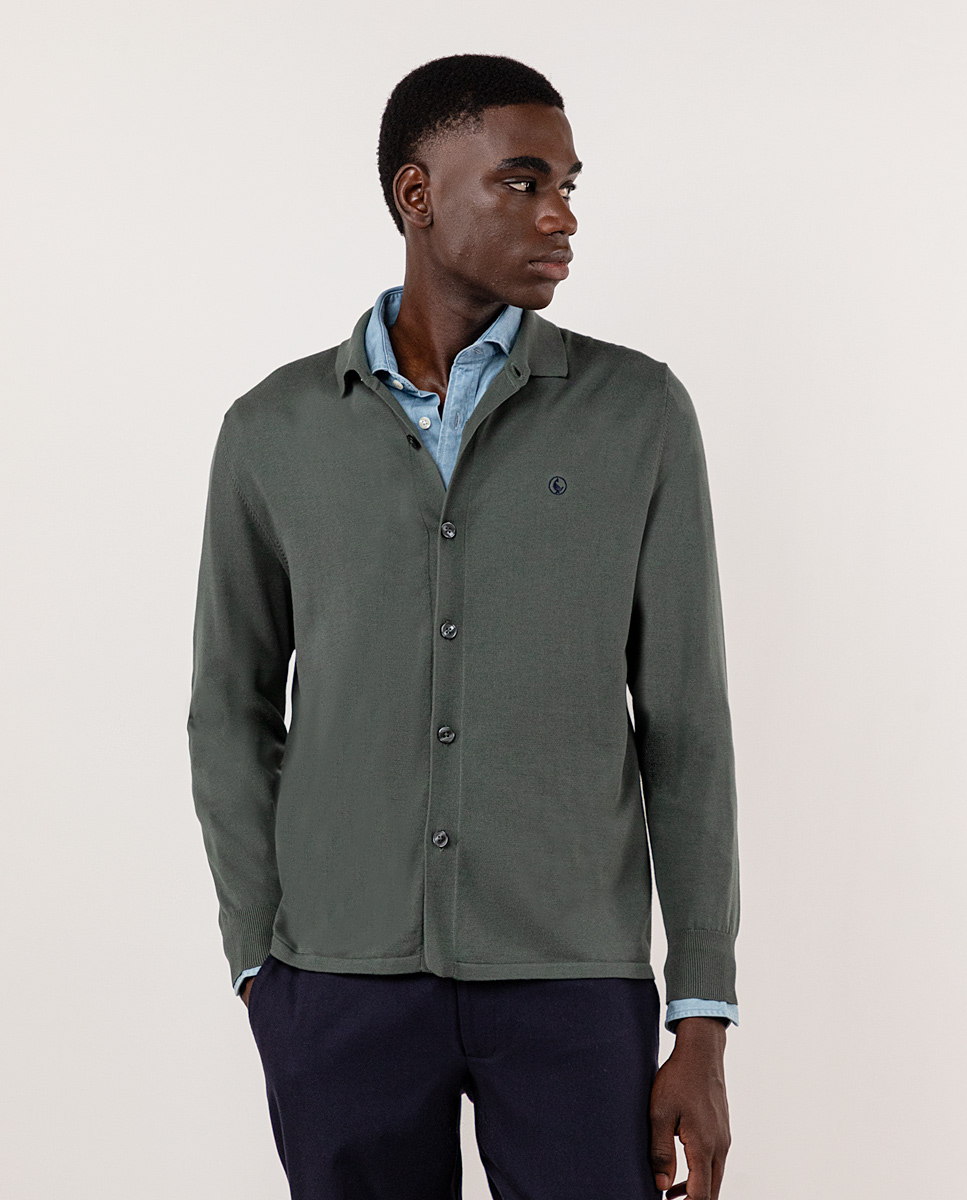 Cardigan Hemdkragen Grün