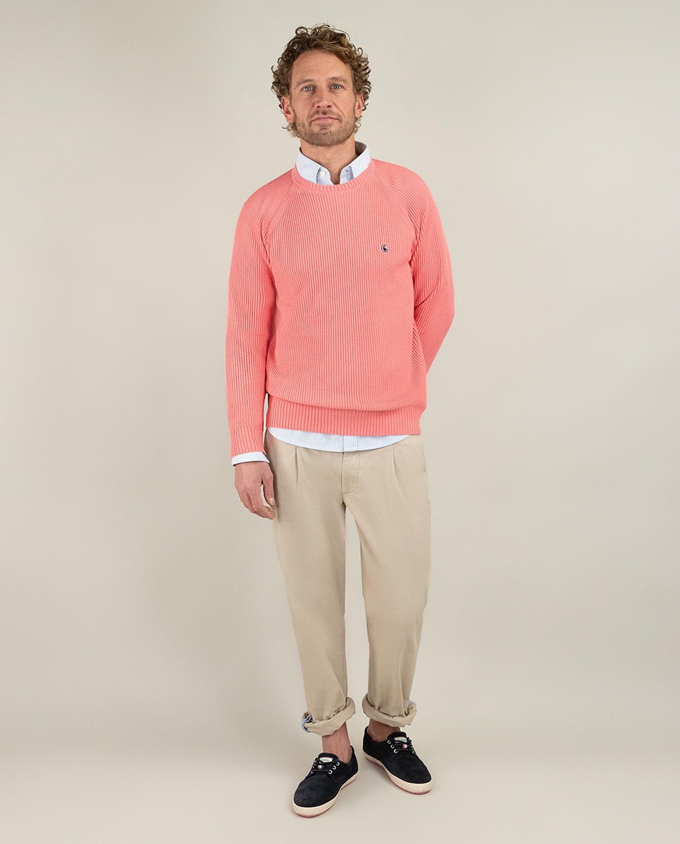 Pull Côte Perlée Corail