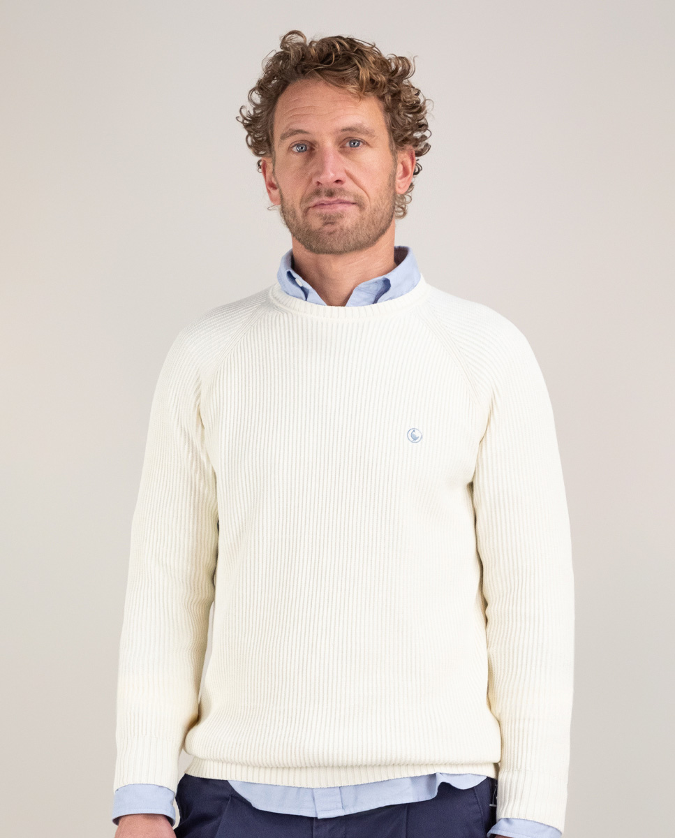Pull Côte Perlée Écru