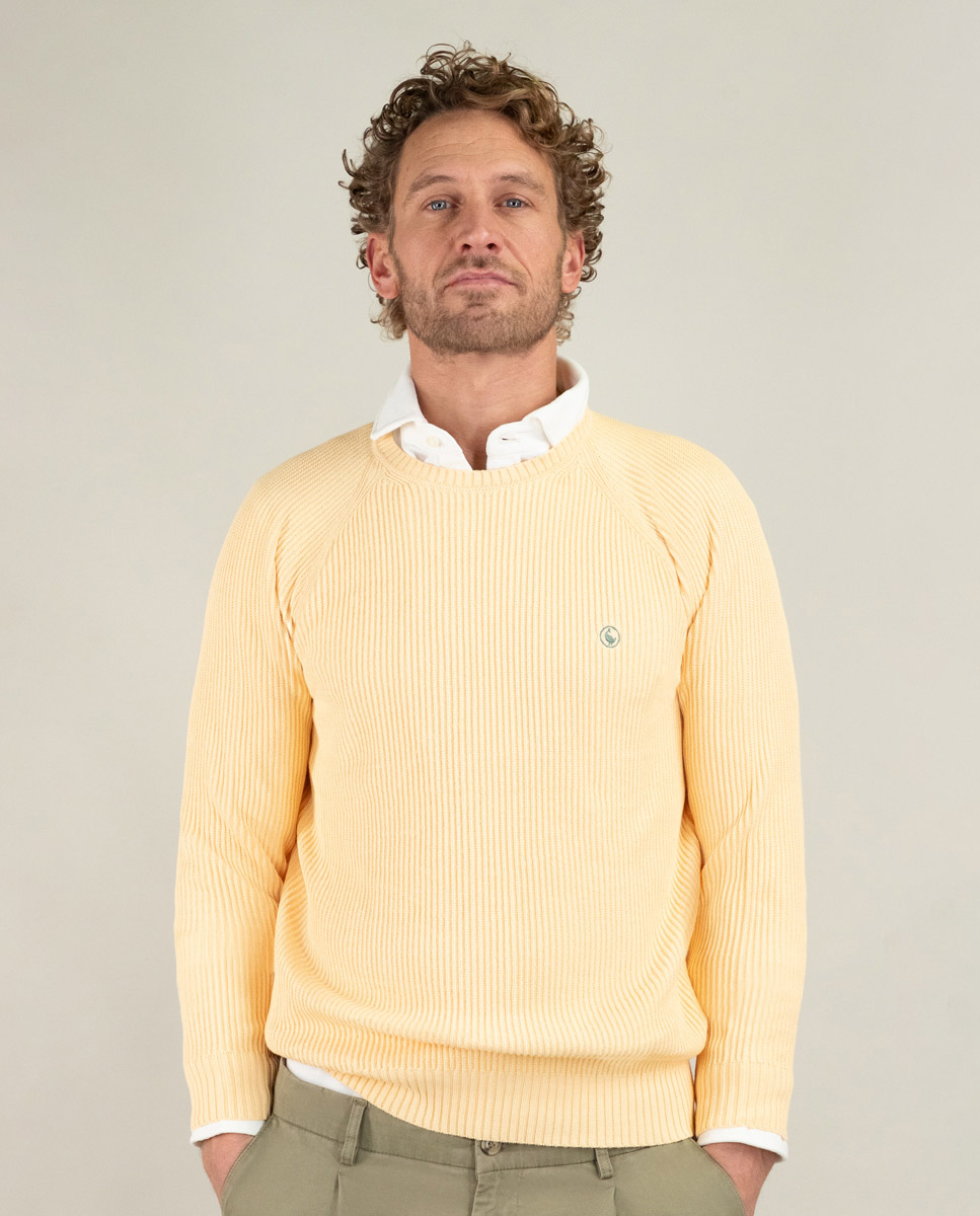 Pull Côte Perlée Jaune
