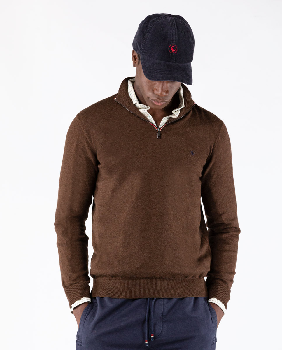 Pull Col Camionneur Marron