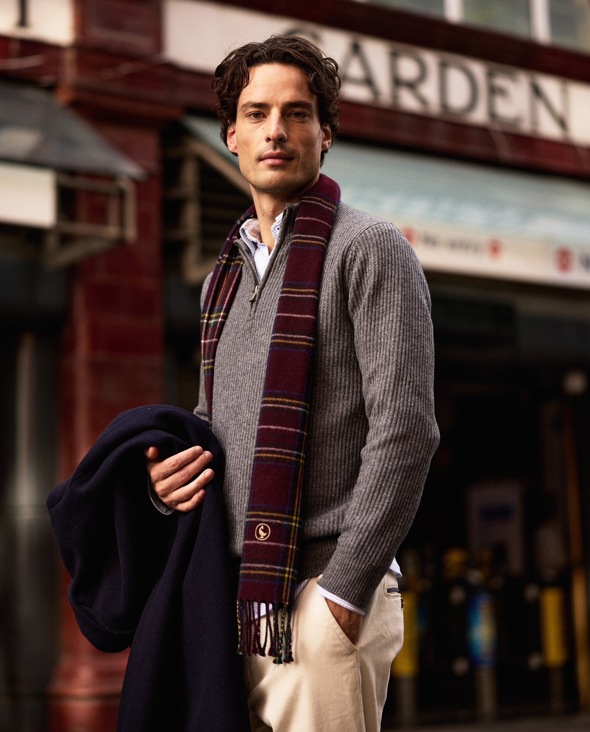 Pull Col Camionneur Laine Gris