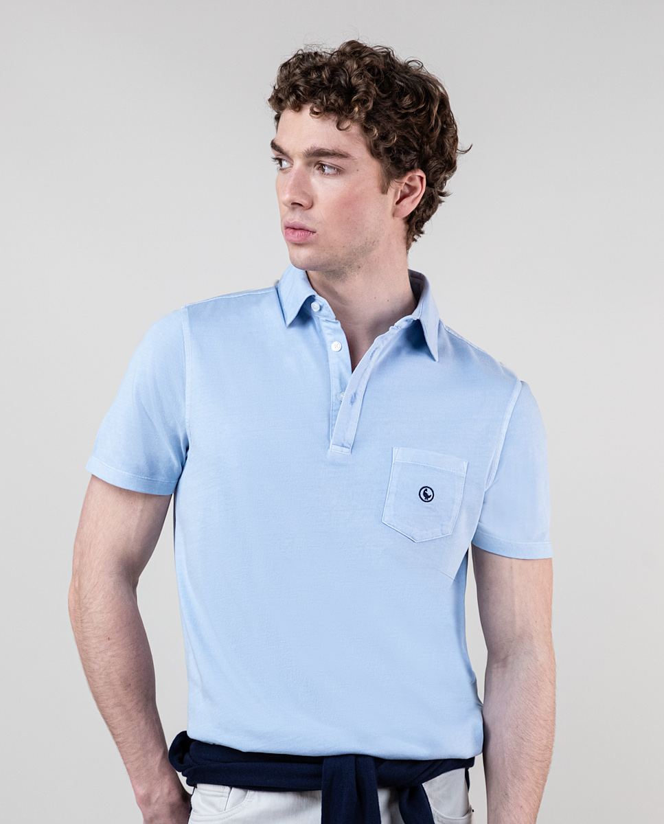 Polo Slub Jersey Azul