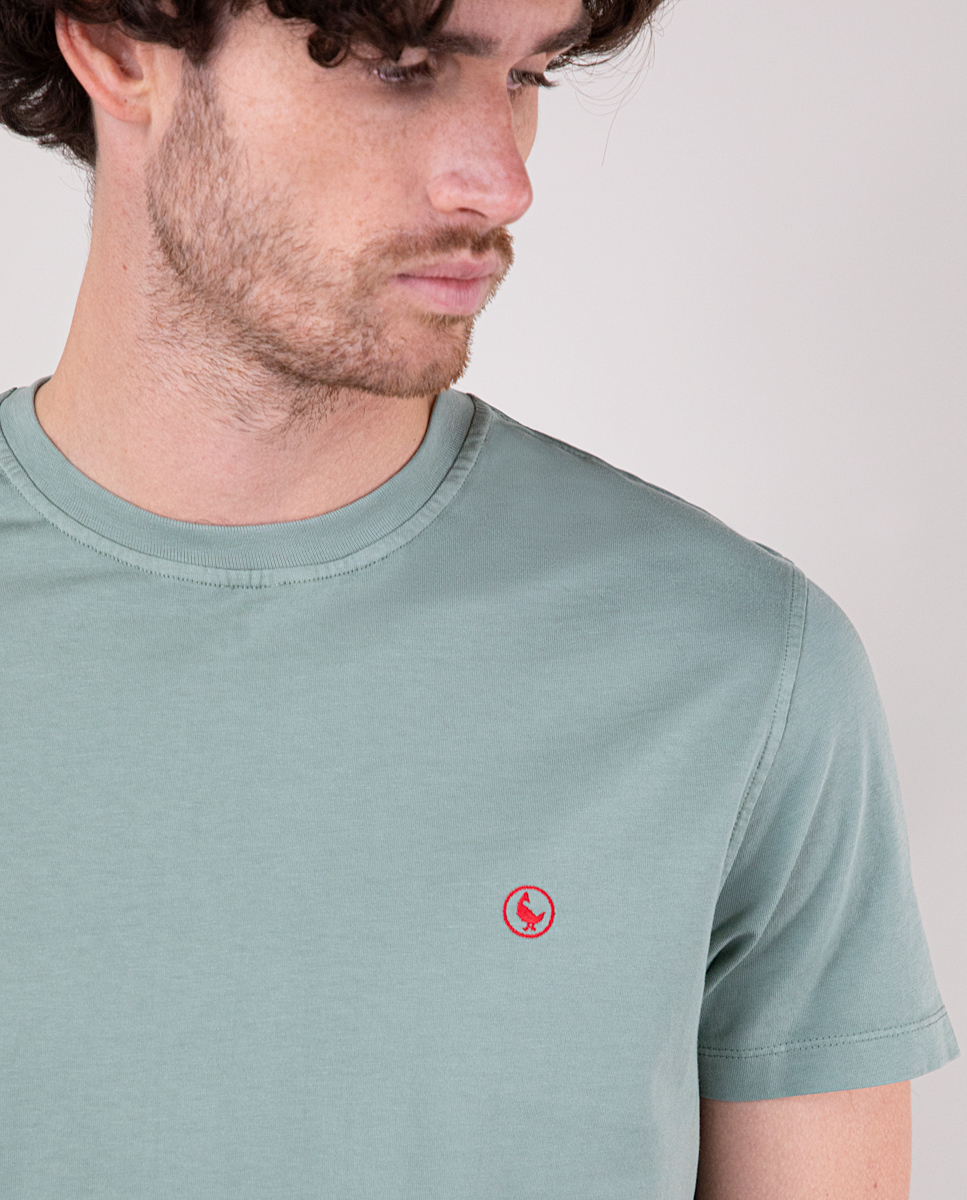 Camiseta Cuello Caja Garment Dyed Verde