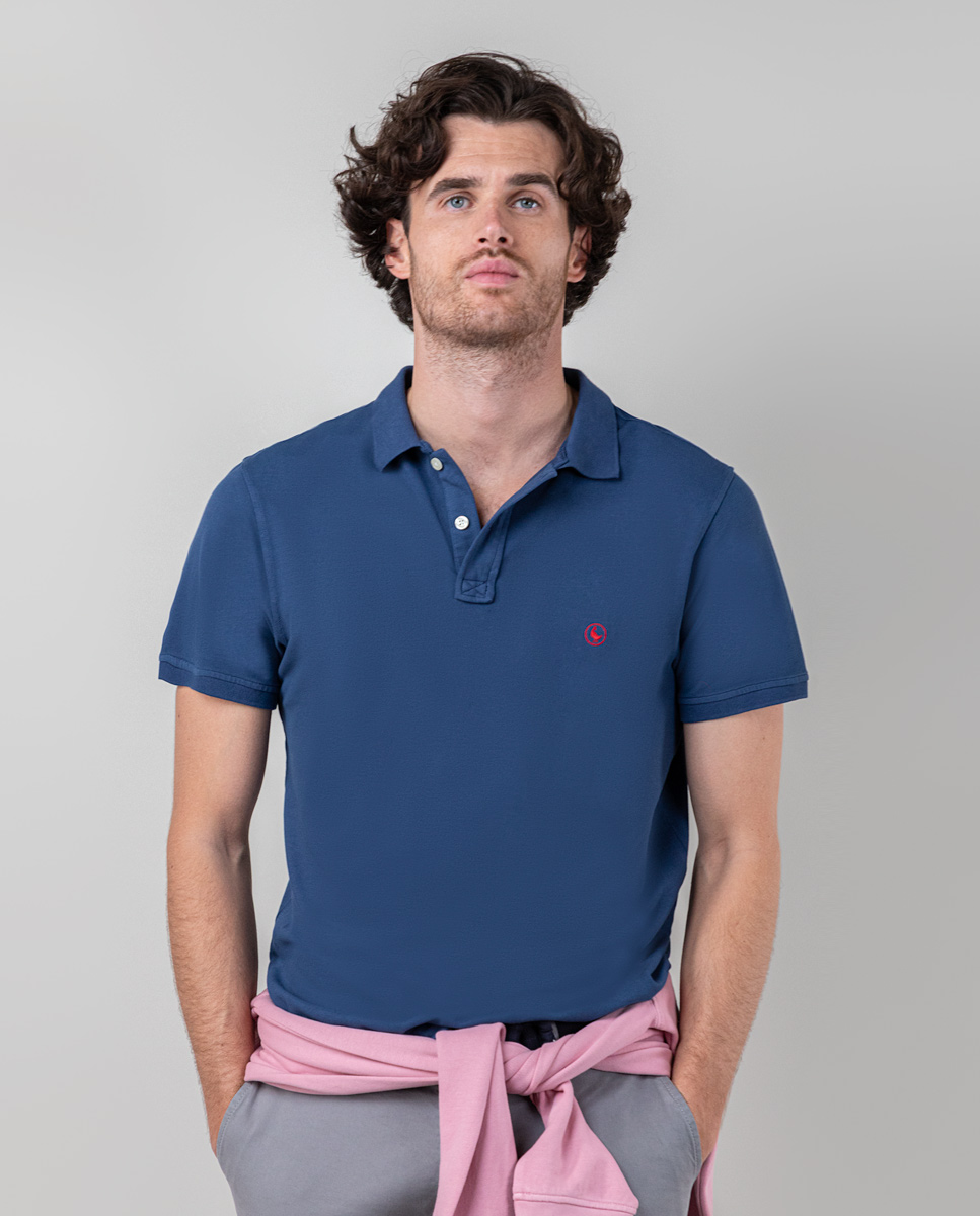 Polo Piqué Garment Dyed Azul Interseason