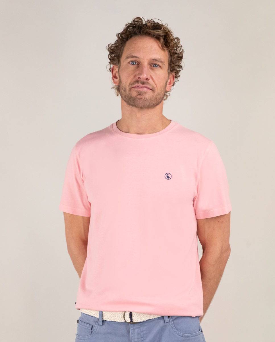 Pink Garment Dyed Shirt W Crew Neck