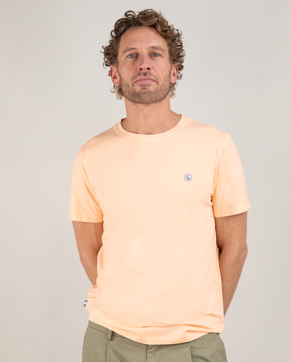 Orange Garment Dyed Shirt W Crew Neck