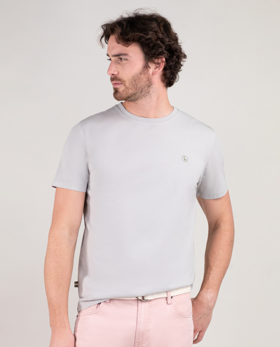 Grey Garment Dyed Shirt W Crew Neck