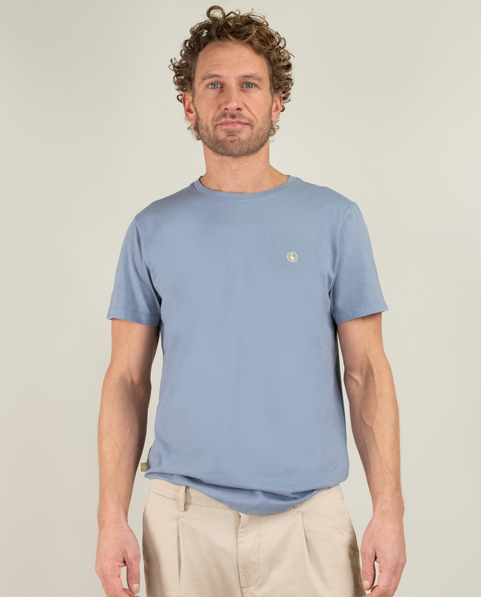 Blue Garment Dyed Shirt W Crew Neck