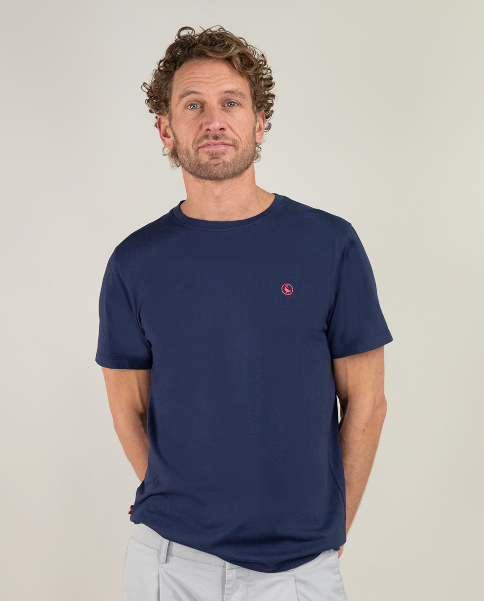 Navy Garment Dyed Shirt W Crew Neck