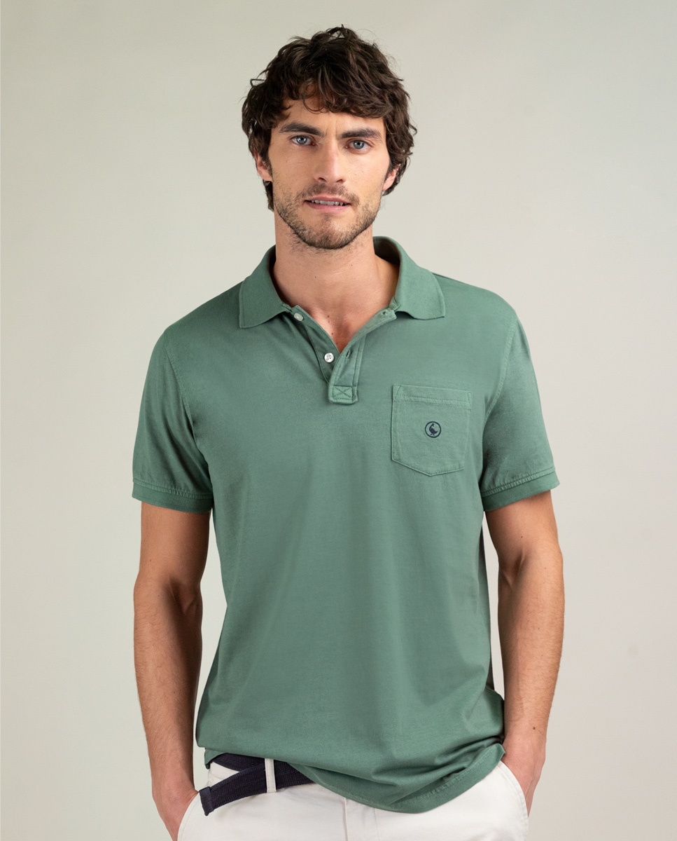Polo Single Jersey Garment Dyed Verde