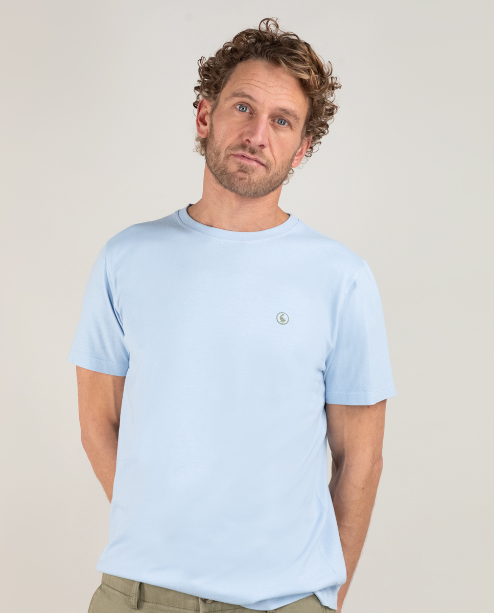 Light Blue Garment Dyed Shirt W Crew Neck