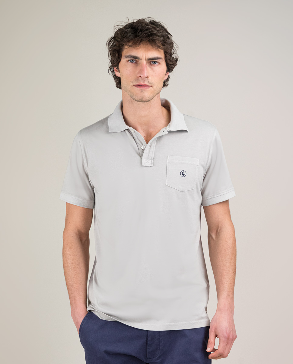 Polo Single Jersey Garment Dyed Gris